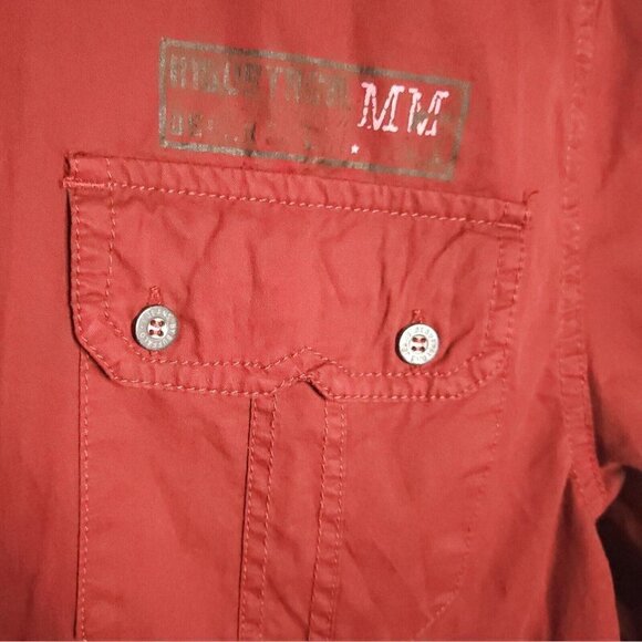 I Jeans By Buffalo Mens Dark Red Button Down Casual Large - Picture 3 of 5